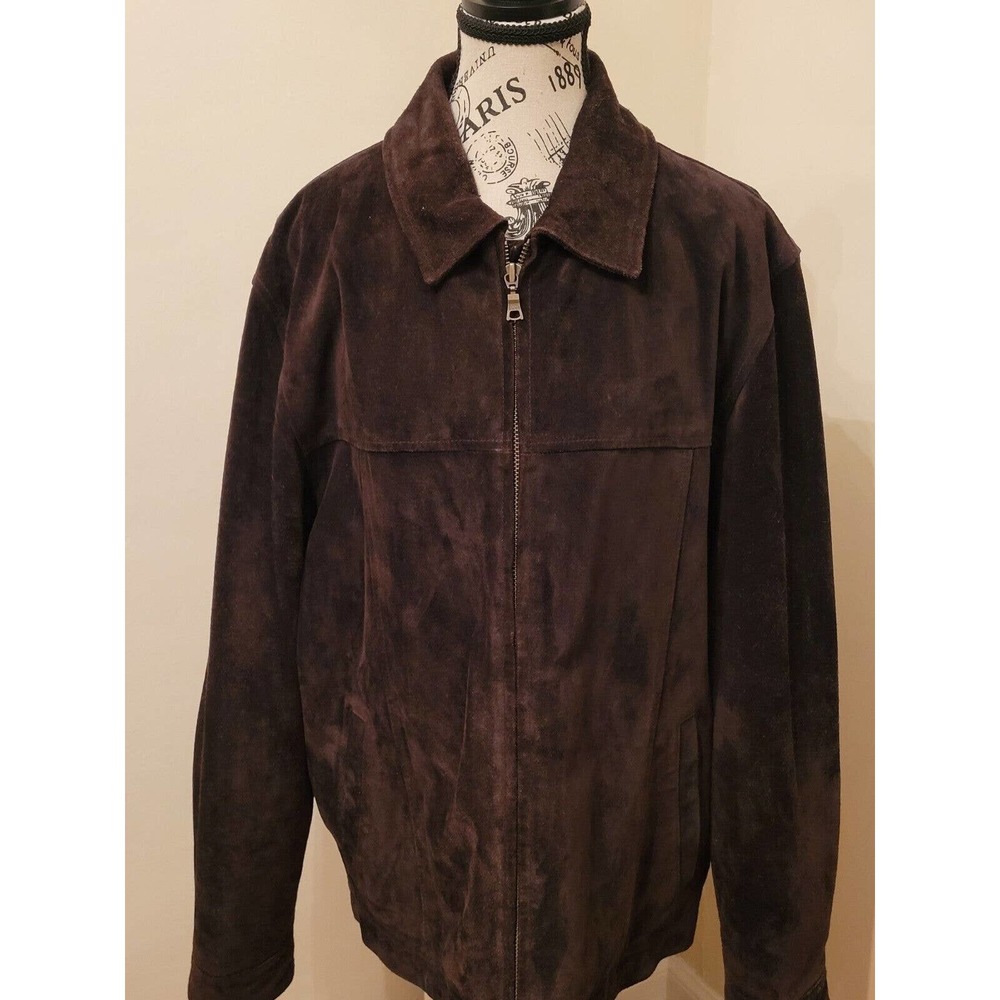 Vtg Eddie Bauer Seattle Suede Chocolate Brown Mens Bomber Jacket Heavy Coat Med